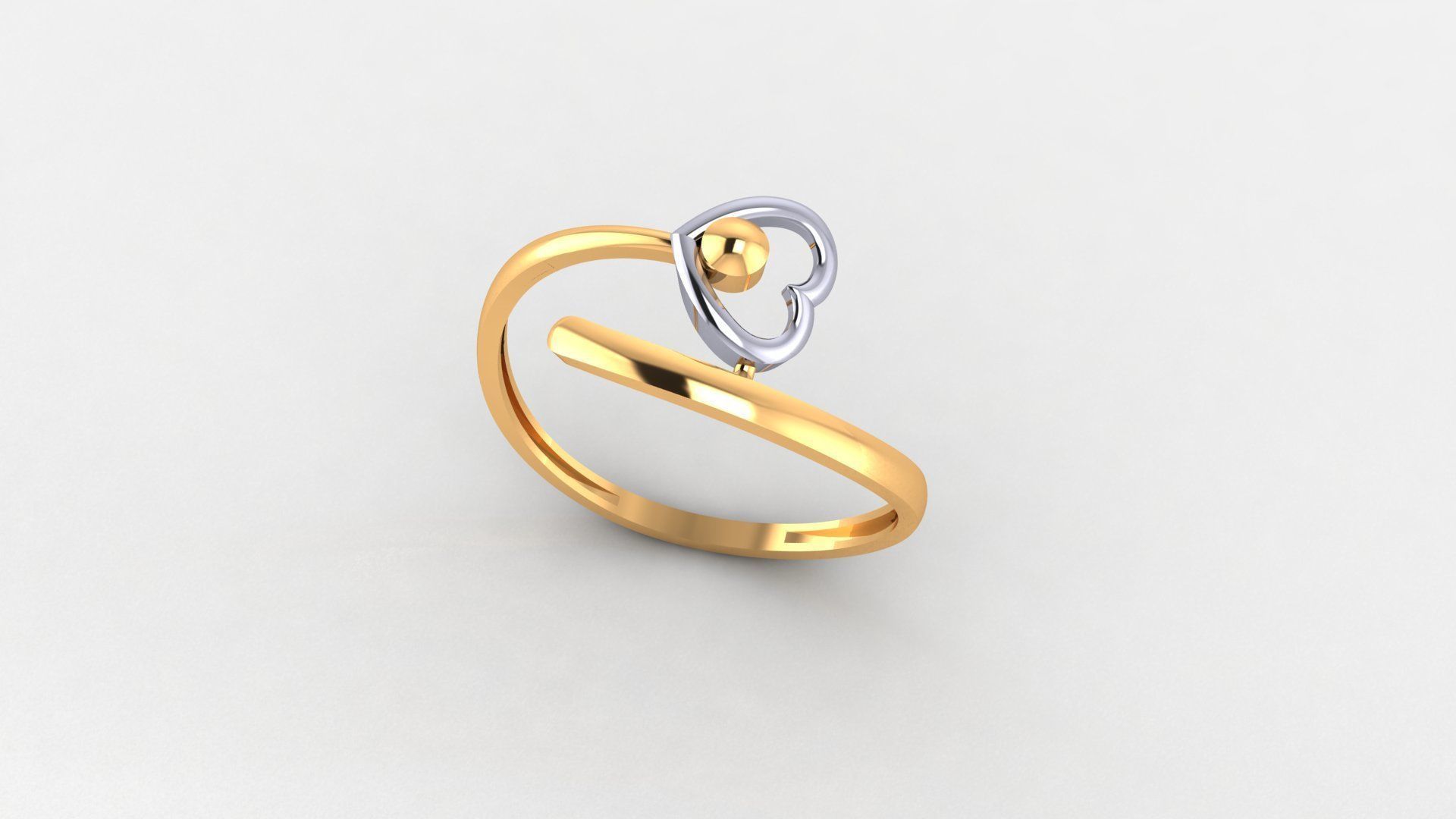 Heart Love Valentine Ultra light wt minimalist Plain Gold Ring 3D print model_1
