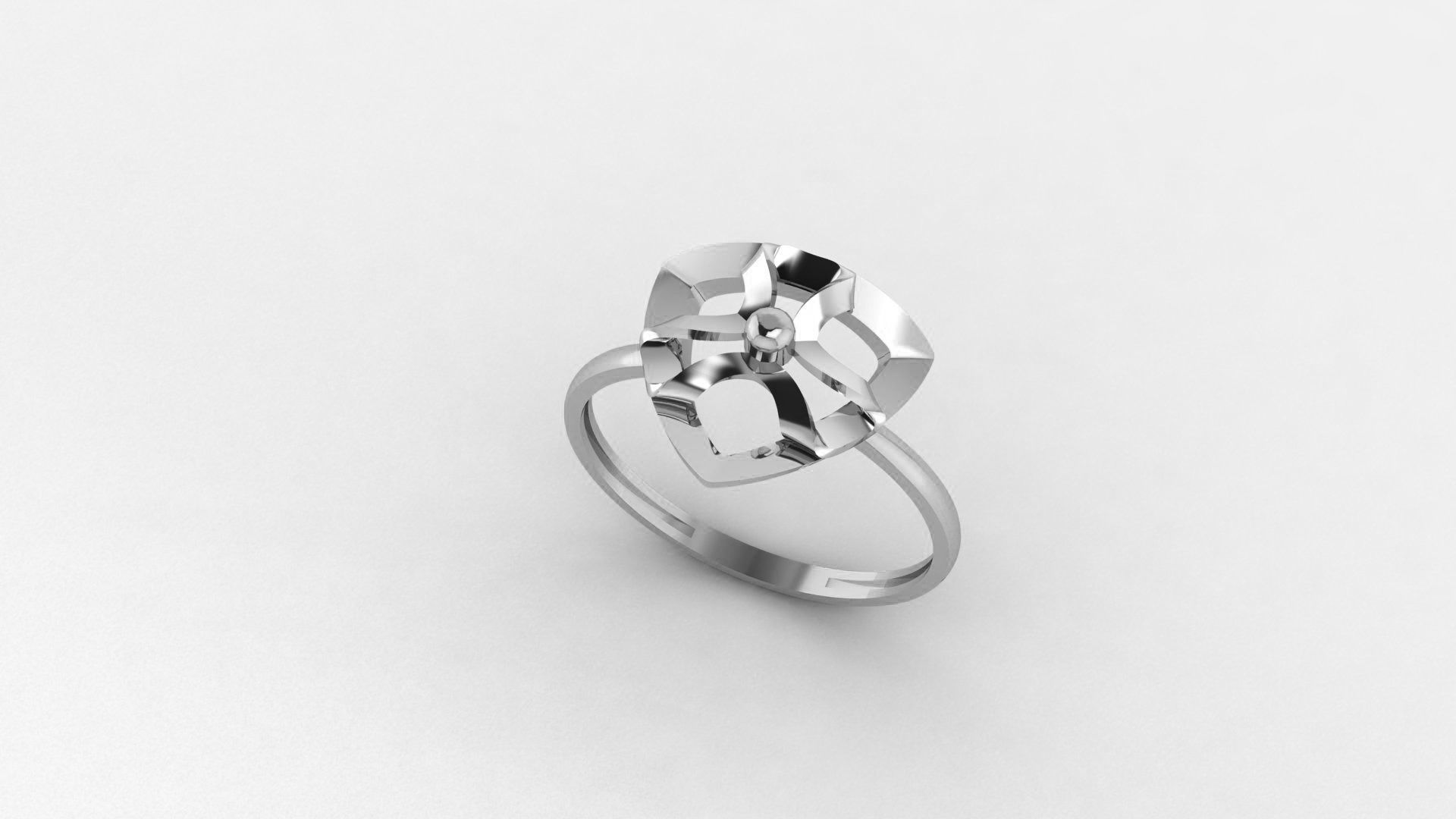 Triangular Flower Ultra light wt minimalist Plain Gold Ring 3D print model_2