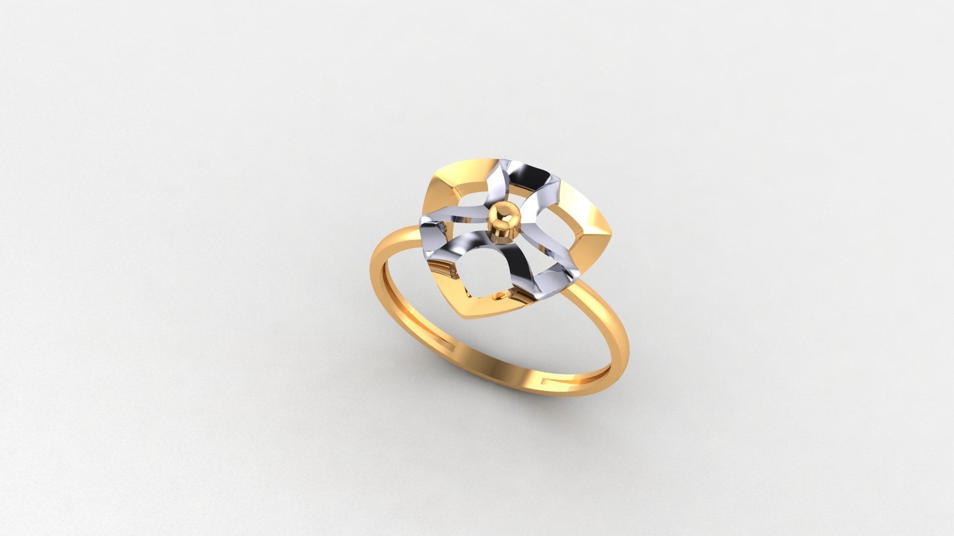 Triangular Flower Ultra light wt minimalist Plain Gold Ring 3D print model_1