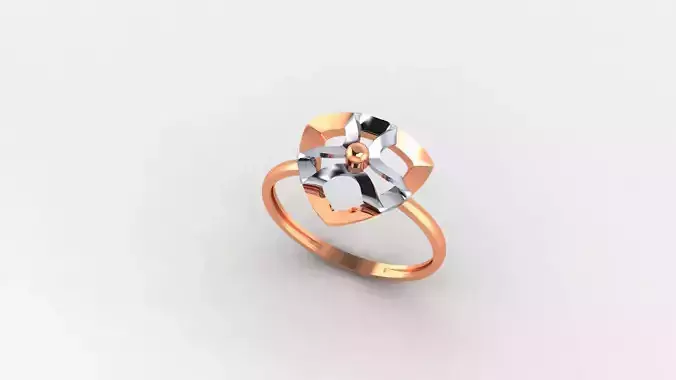 Triangular Flower Ultra light wt minimalist Plain Gold Ring