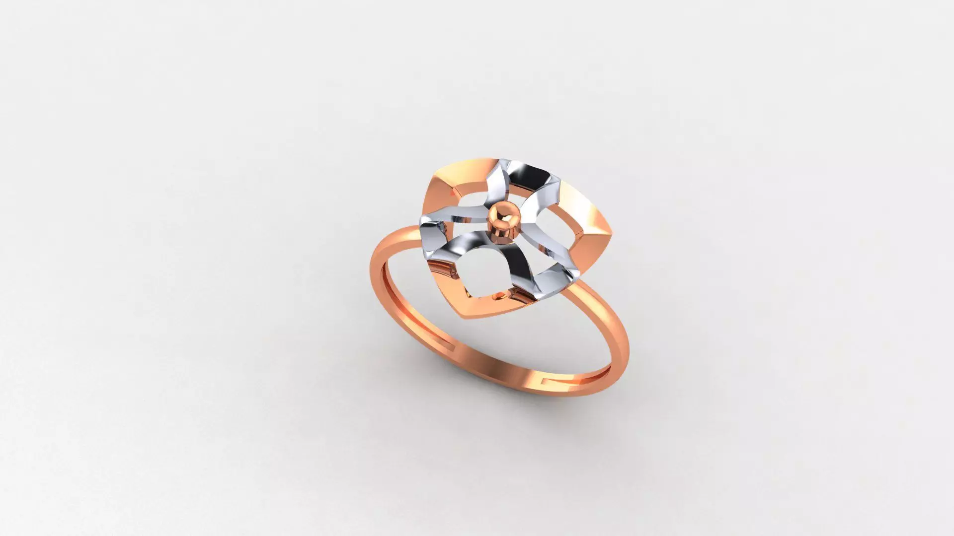 Triangular Flower Ultra light wt minimalist Plain Gold Ring 3D print model_0