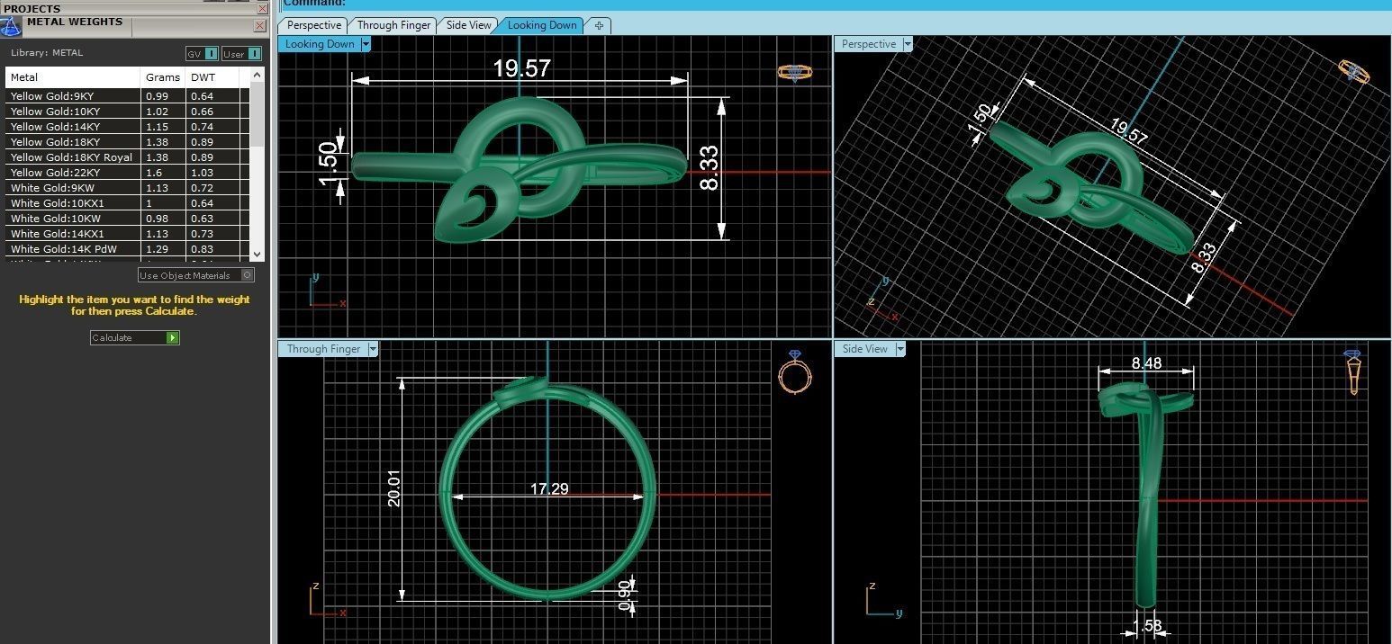 Leaf Ultra light wt minimalist Plain Gold Ring 3dm stl renders 3D print model_3