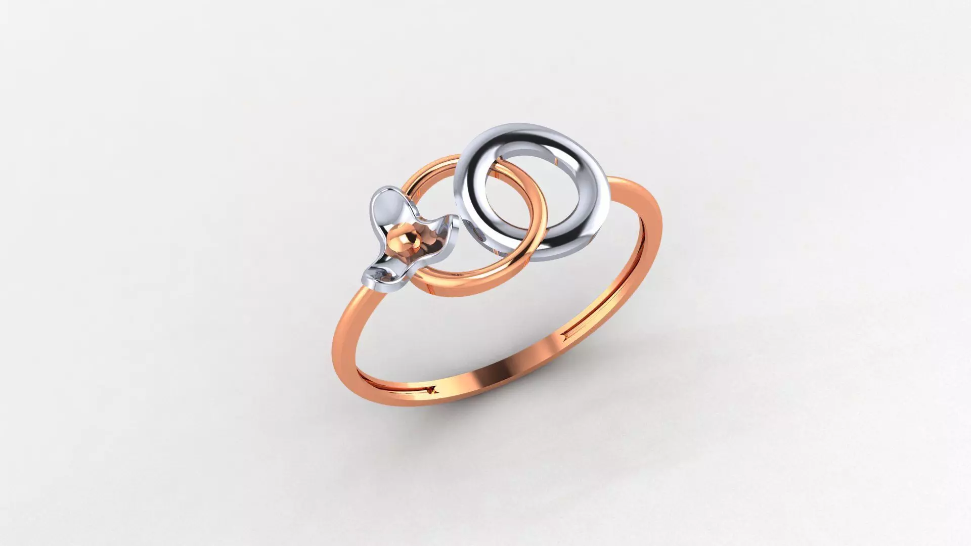 Flower With Link Ultra light wt minimalist Plain Gold Ring 3D print model_0