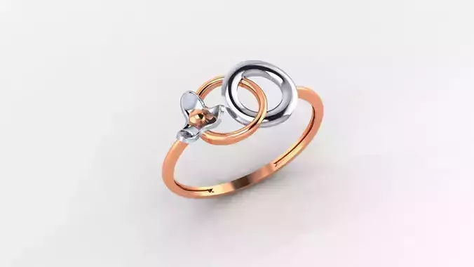 Flower With Link Ultra light wt minimalist Plain Gold Ring 