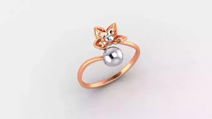 Blooming Flower Ultra light wt minimalist Plain Gold Ring  3D print model