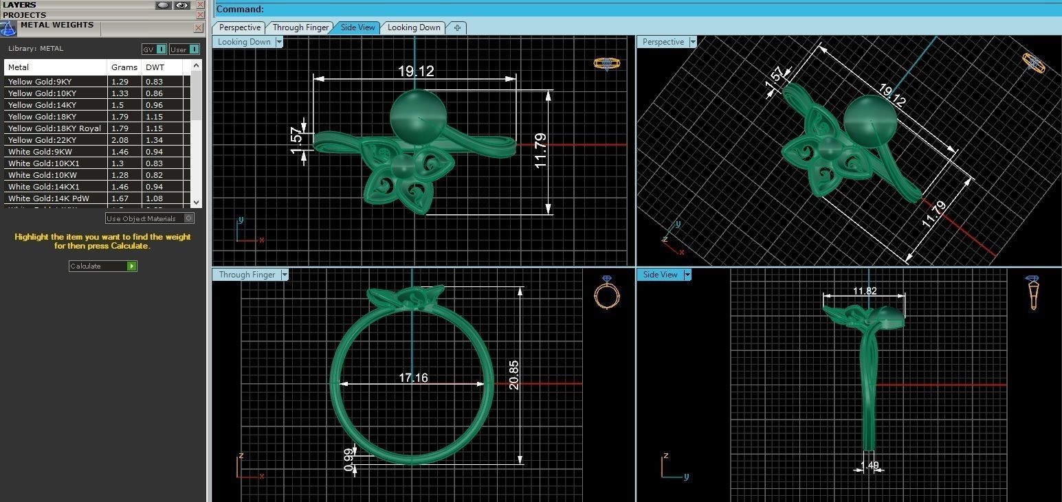 Blooming Flower Ultra light wt minimalist Plain Gold Ring 3D print model_3