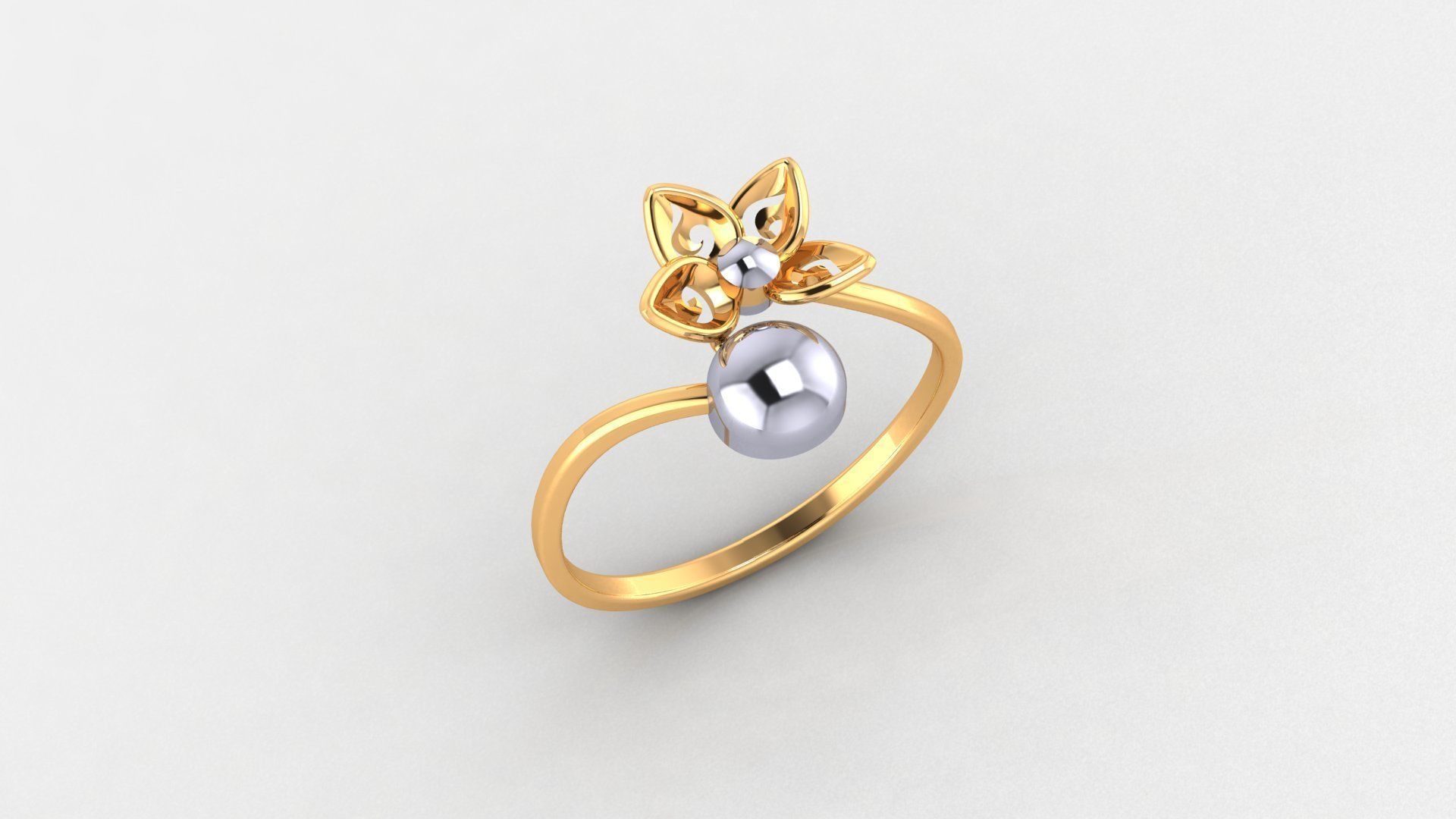 Blooming Flower Ultra light wt minimalist Plain Gold Ring 3D print model_1