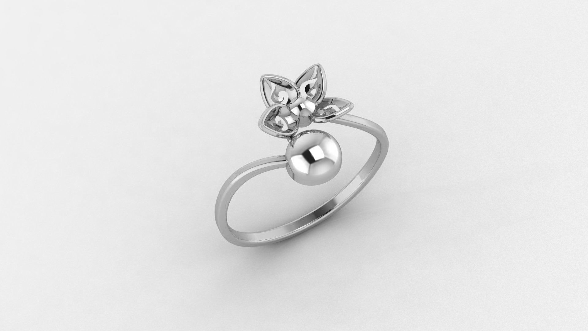 Blooming Flower Ultra light wt minimalist Plain Gold Ring 3D print model_2
