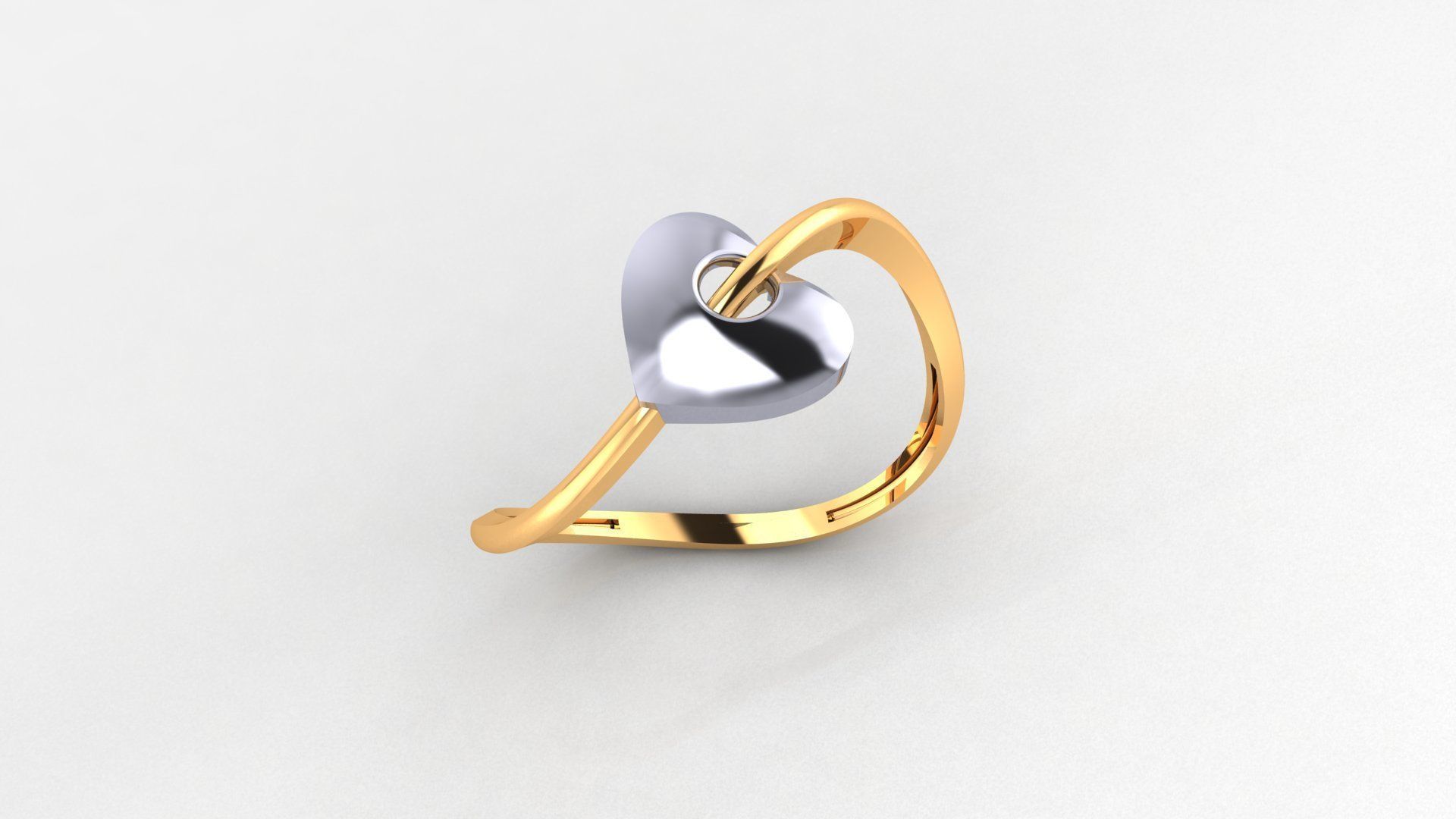 Heart Love Valentine Ultra light wt minimalist Plain Gold Ring 3D print model_1