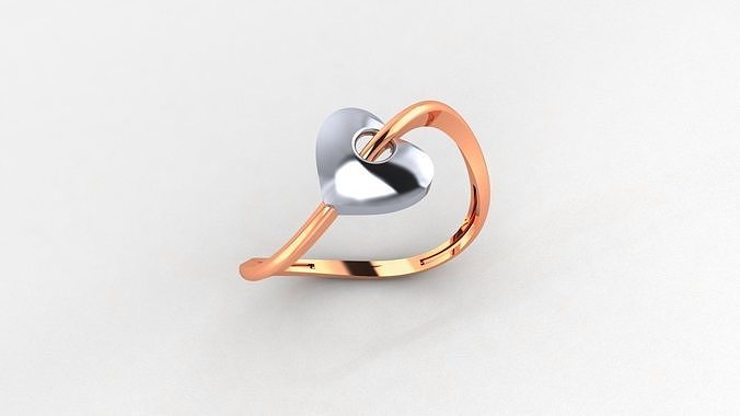 Heart Love Valentine Ultra light wt minimalist Plain Gold Ring 3D print model
