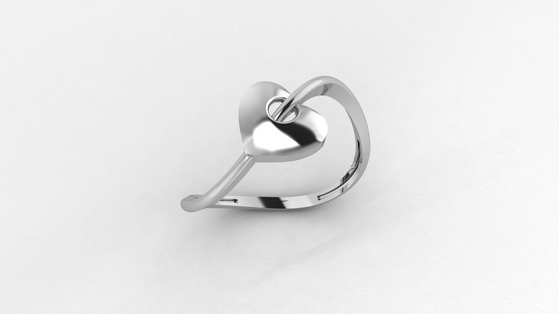 Heart Love Valentine Ultra light wt minimalist Plain Gold Ring 3D print model_2