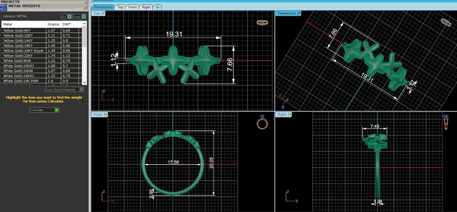 Cross Plus Ultra light wt minimalist Plain Gold Ring 3dm stl 3D print model_3