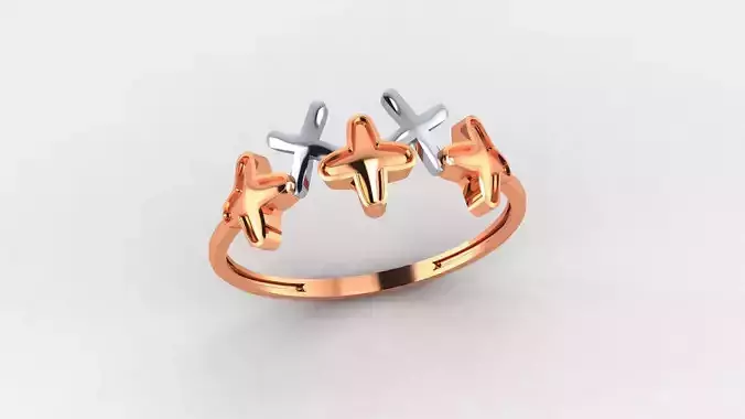 Cross Plus Ultra light wt minimalist Plain Gold Ring 3dm stl 3D print model