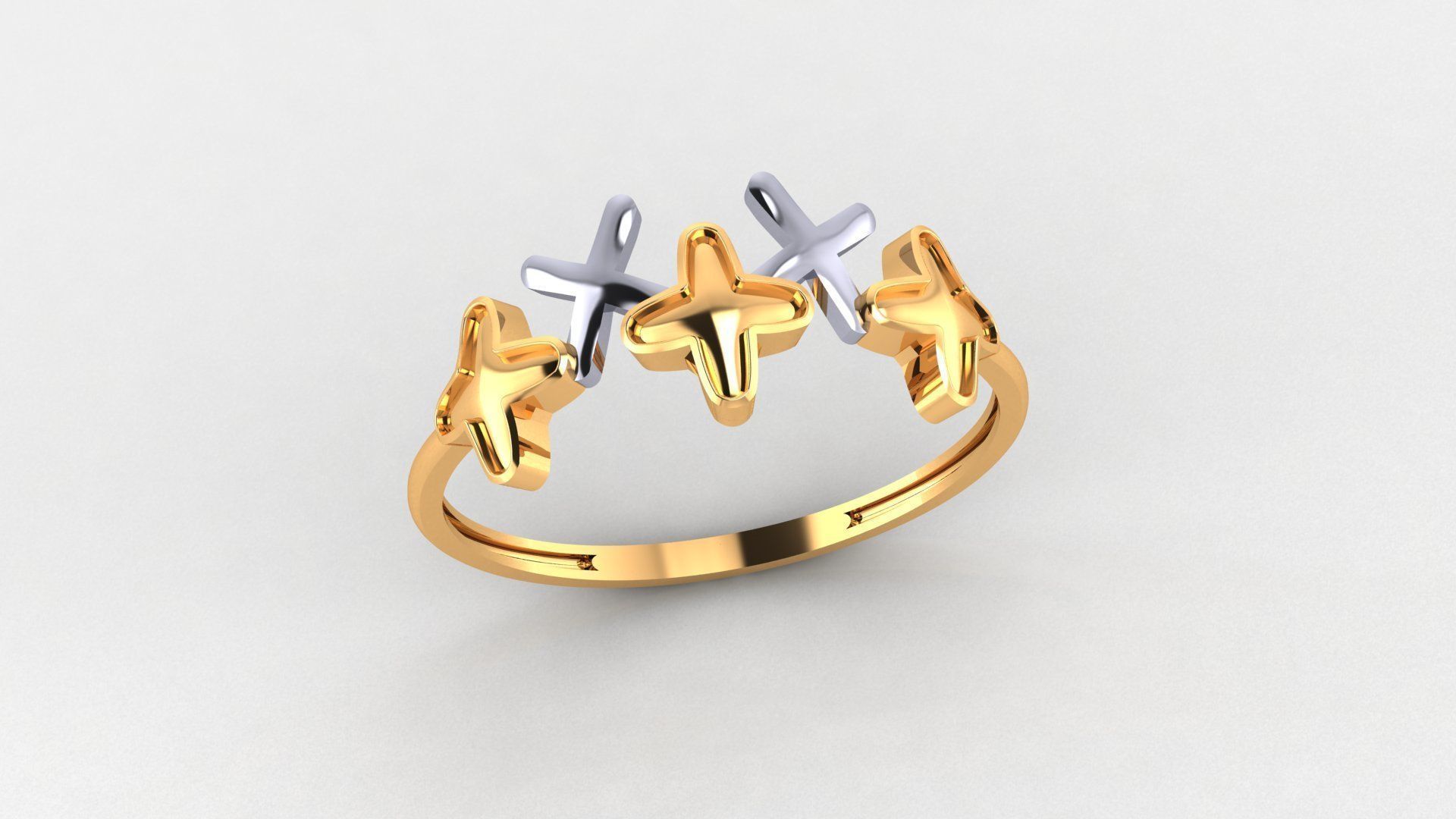 Cross Plus Ultra light wt minimalist Plain Gold Ring 3dm stl 3D print model_1