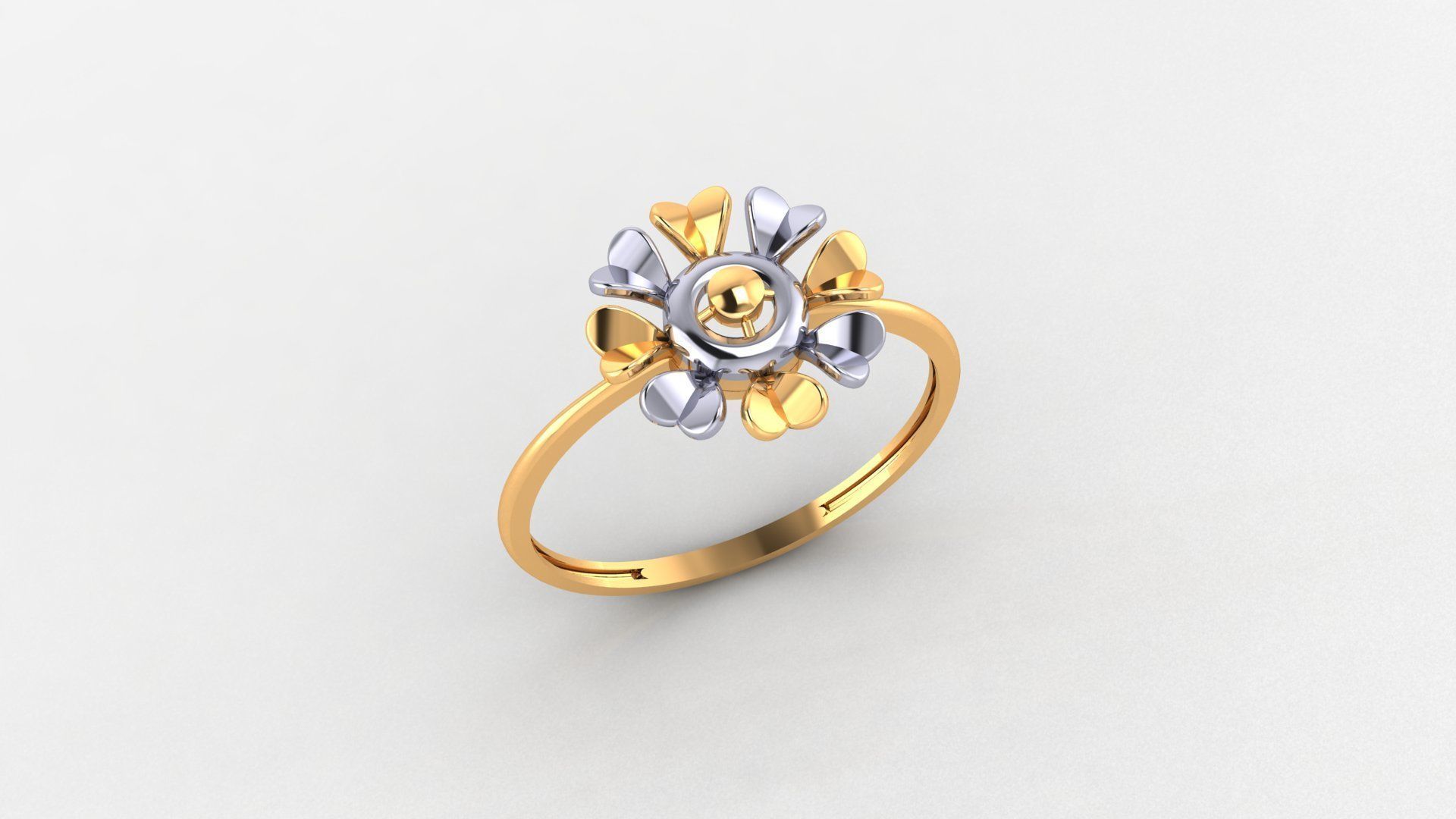 Blooming Flower Ultra light wt minimalist Plain Gold Ring 3D print model_1