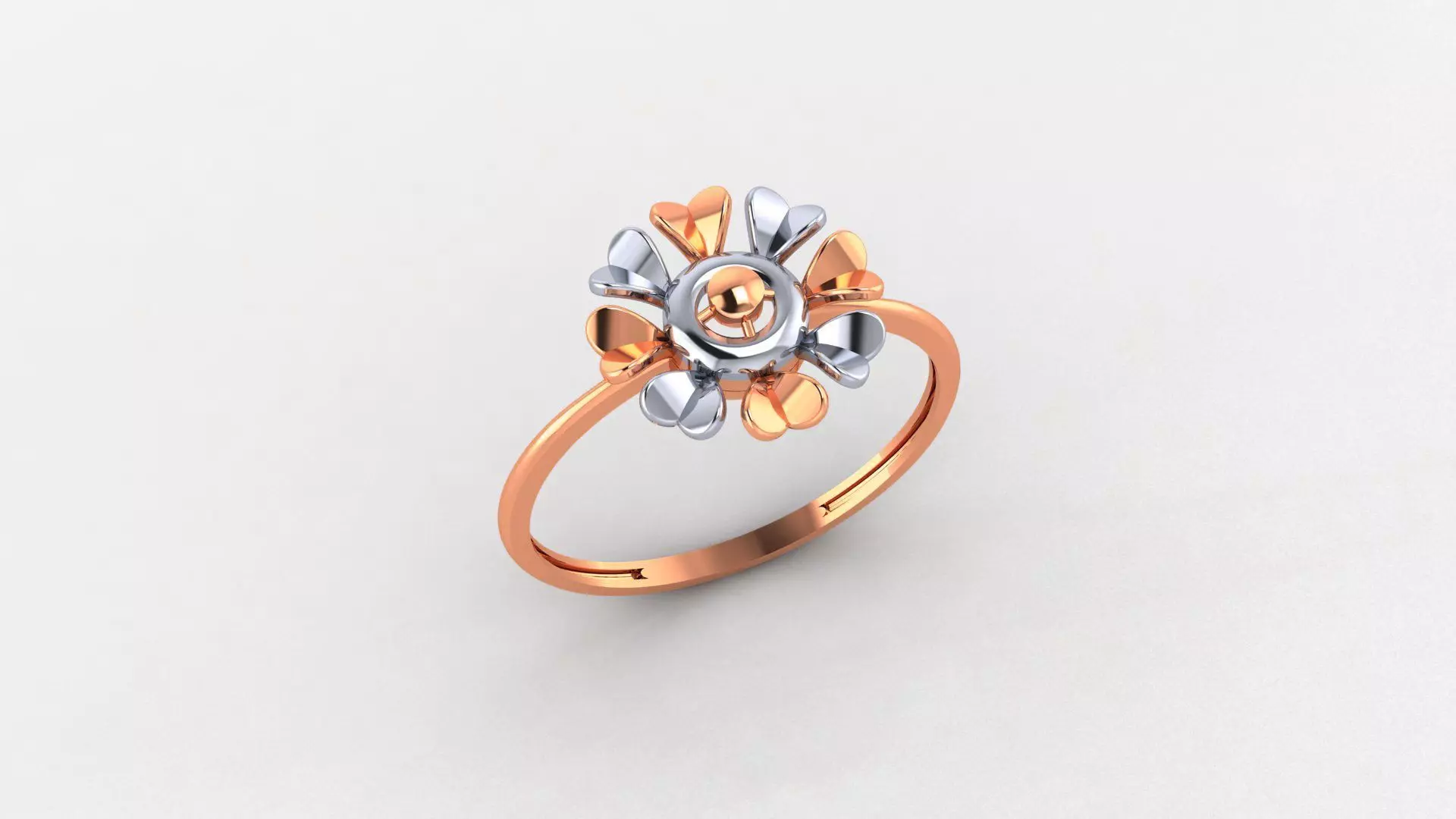 Blooming Flower Ultra light wt minimalist Plain Gold Ring 3D print model_0