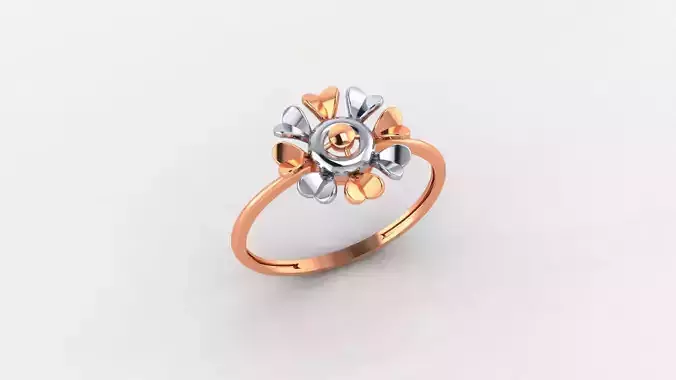 Blooming Flower Ultra light wt minimalist Plain Gold Ring 3D print model