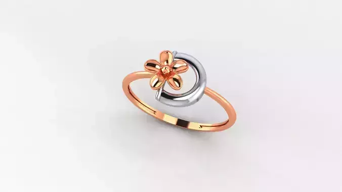 Flower Ultra light wt minimalist Plain Gold Ring 3dm stl 