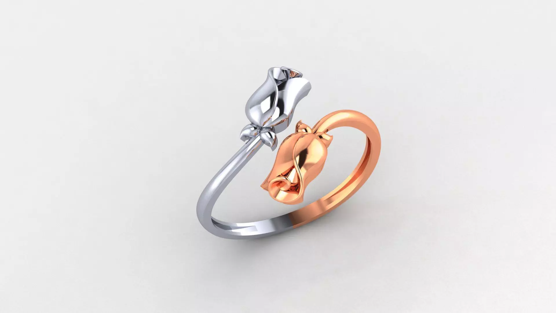 Dual Flower Ultra light wt minimalist Plain Gold Ring 3dm stl 3D print model_0