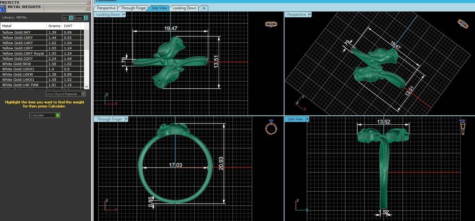 Dual Flower Ultra light wt minimalist Plain Gold Ring 3dm stl 3D print model_3