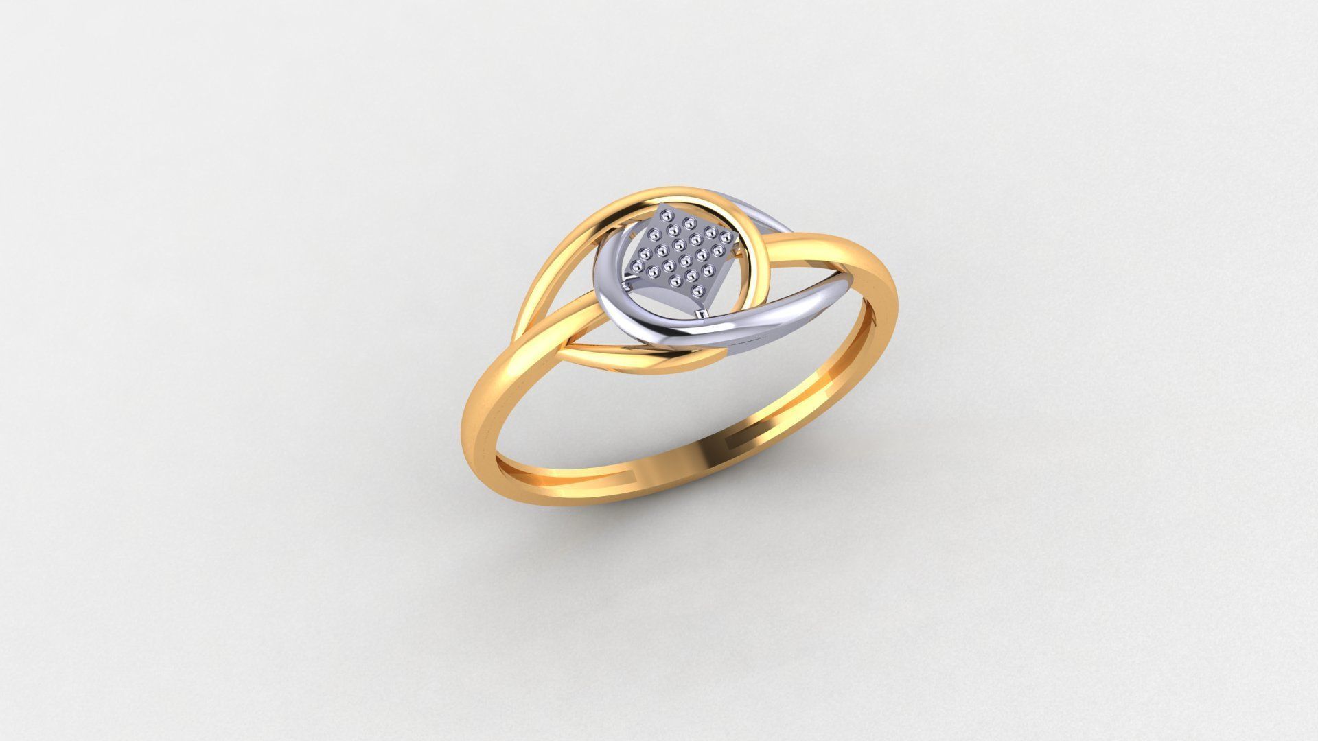 Dots on Square Ultra light wt minimalist Plain Gold Ring 3D print model_1