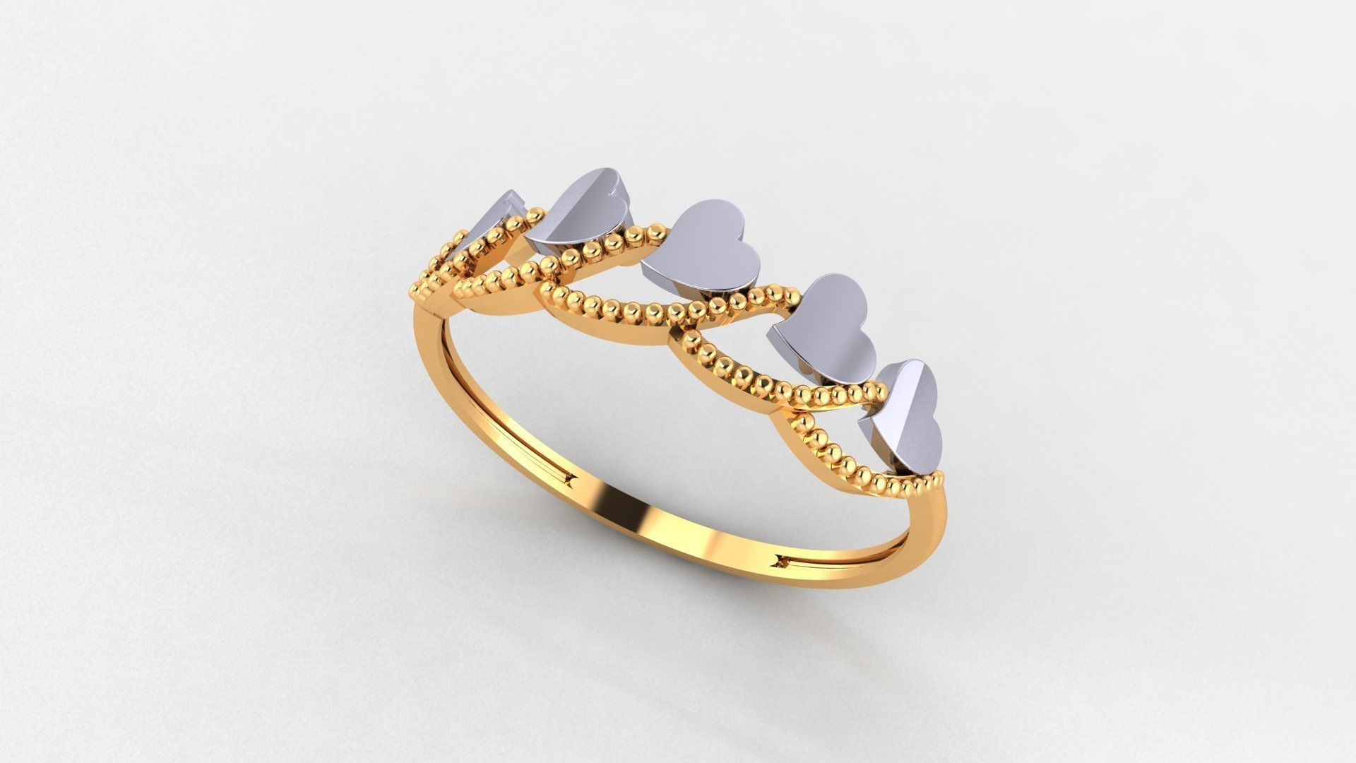 Heart on Wire Ultra light wt minimalist Plain Gold Ring 3D print model_1
