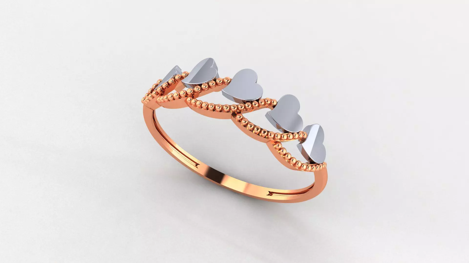 Heart on Wire Ultra light wt minimalist Plain Gold Ring 3D print model_0