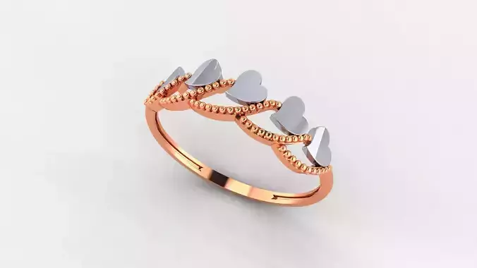 Heart on Wire Ultra light wt minimalist Plain Gold Ring 3D print model