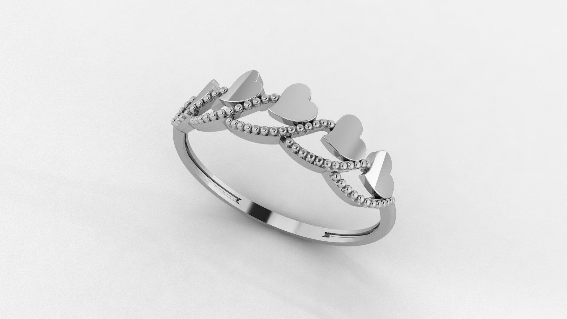 Heart on Wire Ultra light wt minimalist Plain Gold Ring 3D print model_2