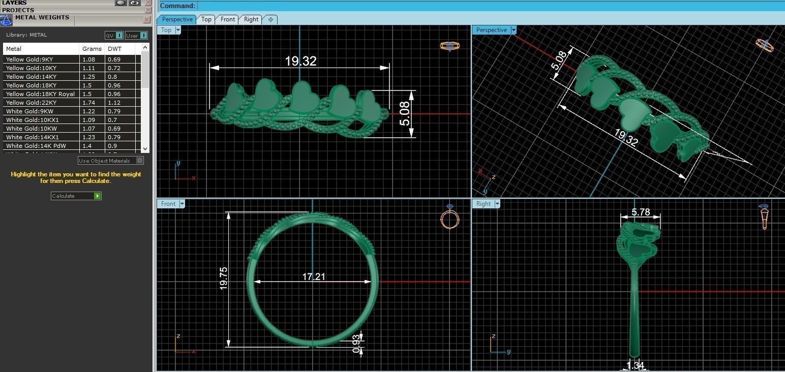 Heart on Wire Ultra light wt minimalist Plain Gold Ring 3D print model_3