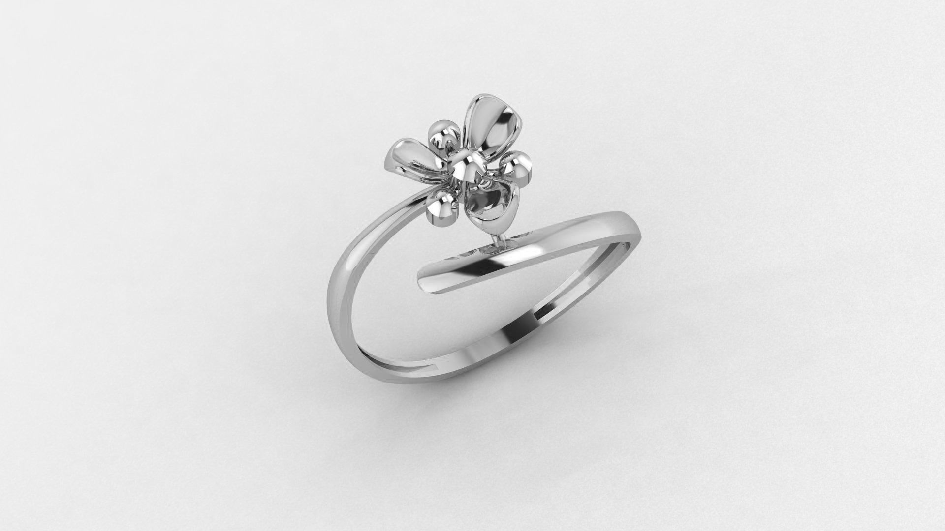 Blooming Flower Ultra light wt minimalist Plain Gold Ring 3D print model_2