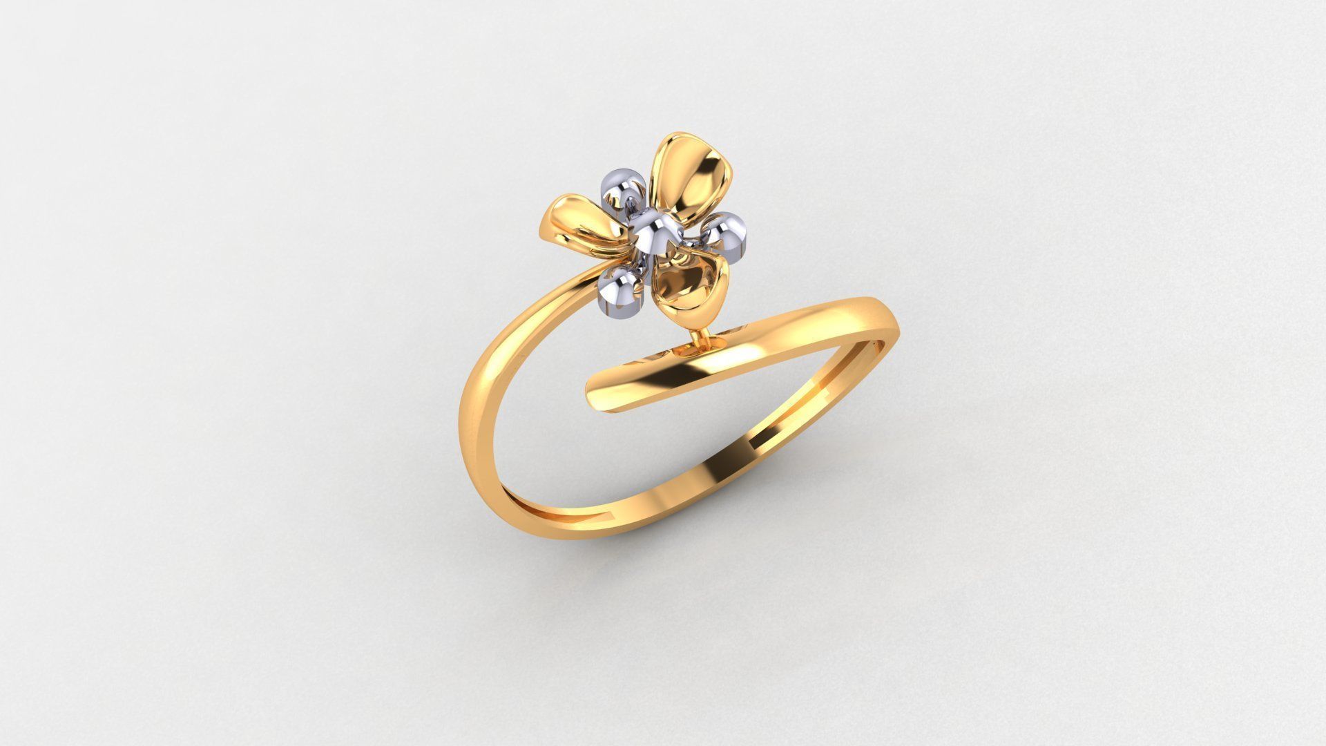 Blooming Flower Ultra light wt minimalist Plain Gold Ring 3D print model_1