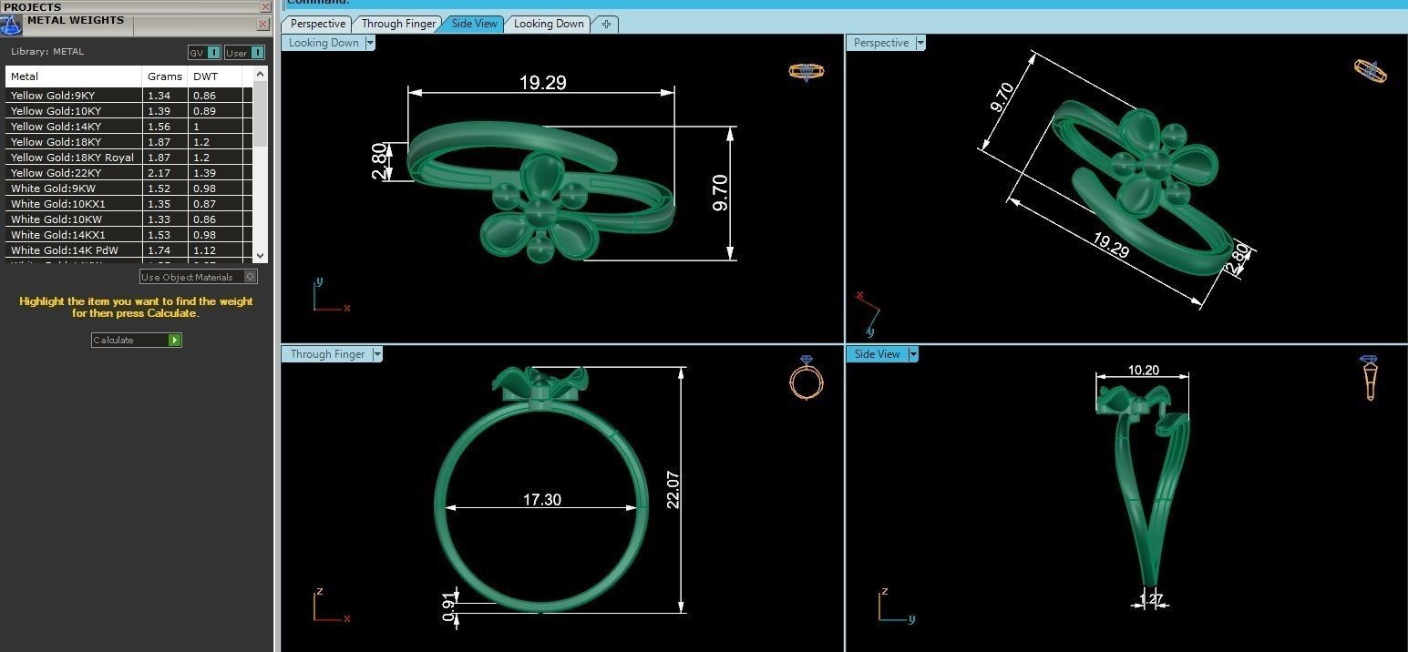Blooming Flower Ultra light wt minimalist Plain Gold Ring 3D print model_3