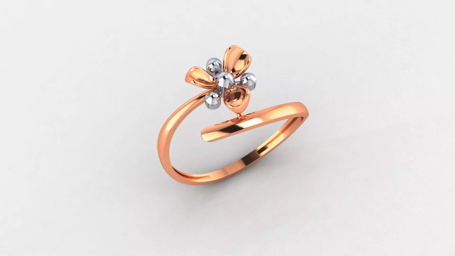 Blooming Flower Ultra light wt minimalist Plain Gold Ring 3D print model_0