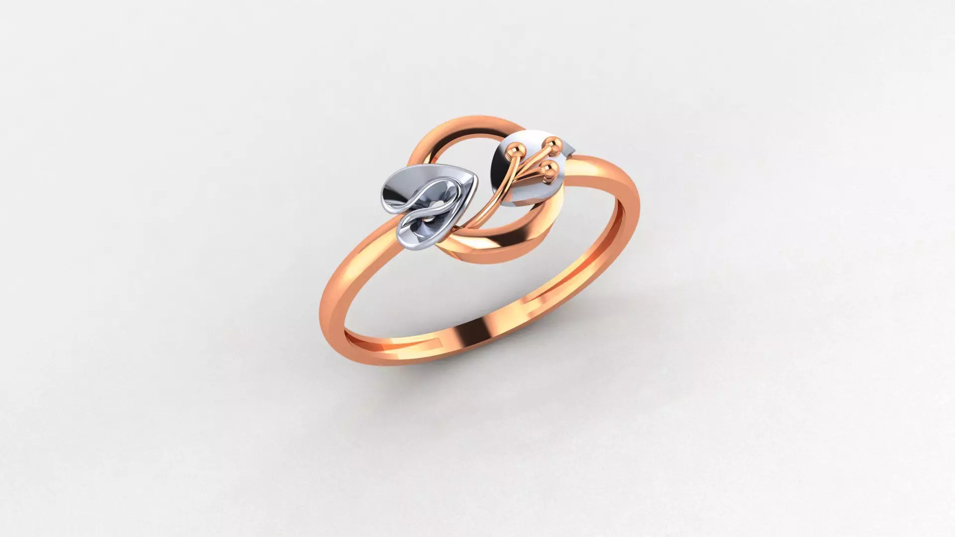 Heart Leaf Ultra light wt minimalist Plain Gold Ringheart 3D print model_0