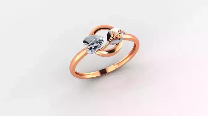 Heart Leaf Ultra light wt minimalist Plain Gold Ringheart 3D print model