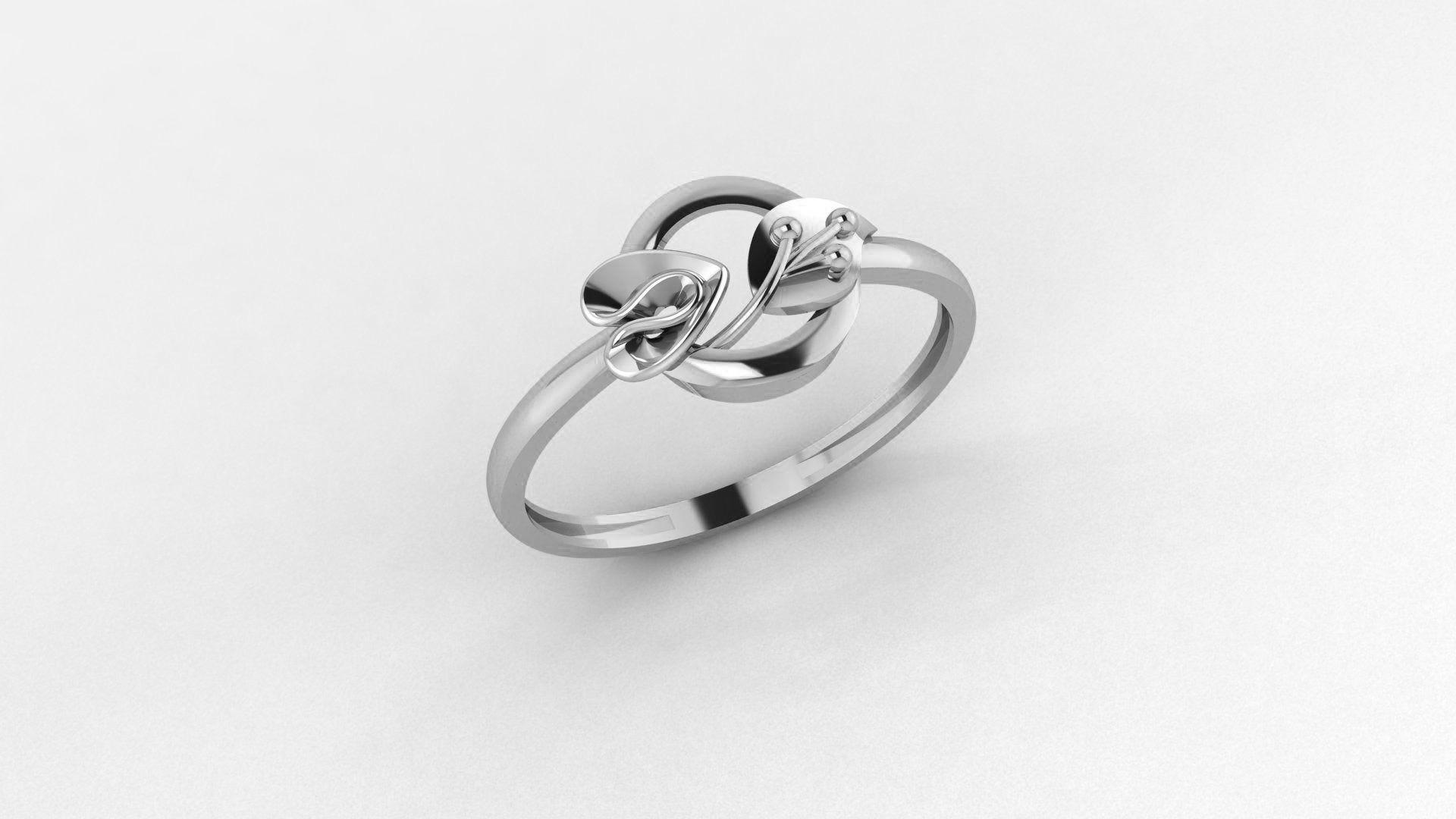 Heart Leaf Ultra light wt minimalist Plain Gold Ringheart 3D print model_2