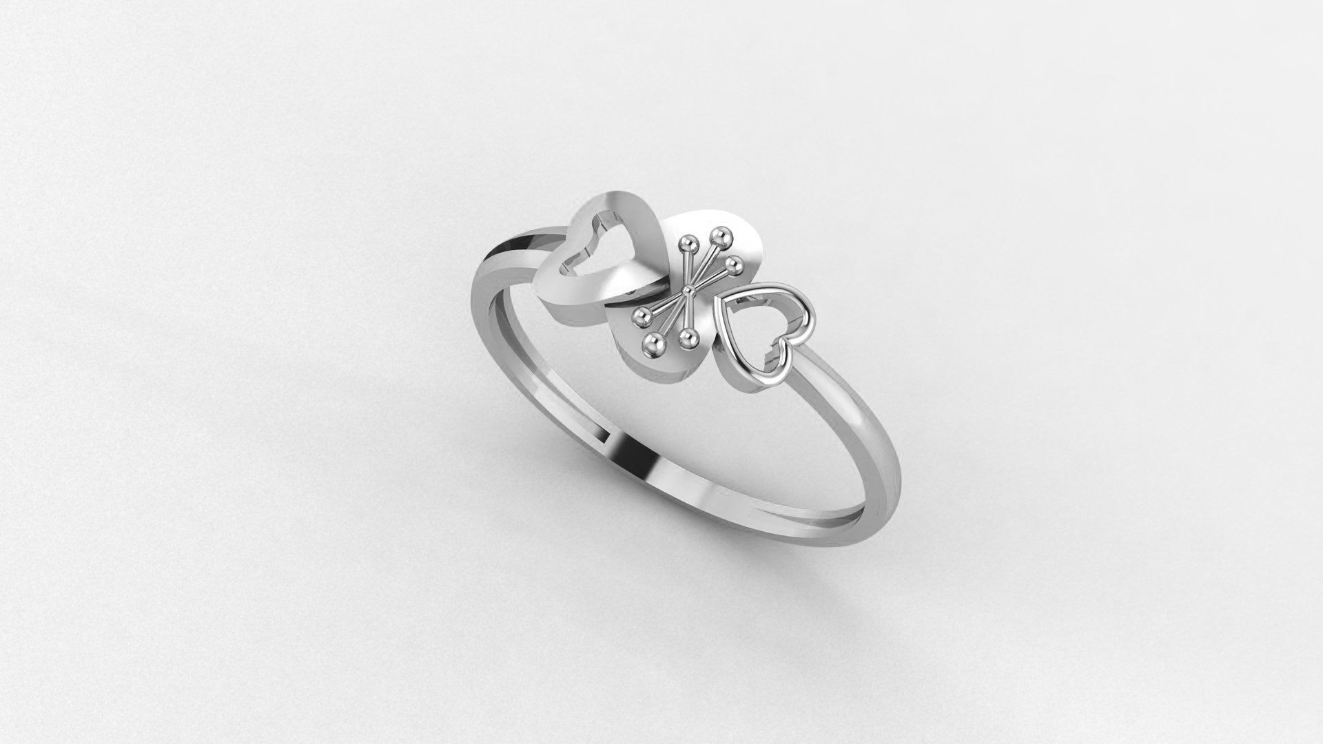 Dual Heart Love Valentine Ultra light wt Plain Gold Ring 3D print model_2
