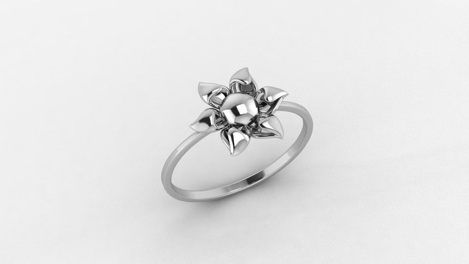Blooming Flower Ultra light wt minimalist Plain Gold Ring 3D print model_2