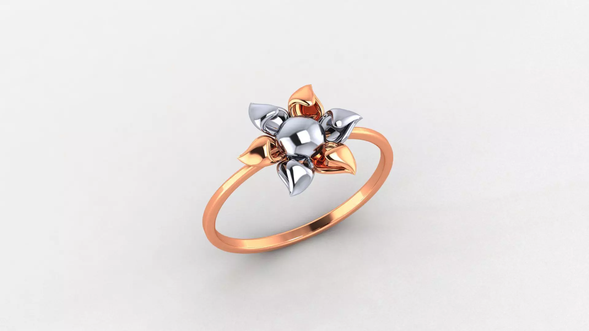 Blooming Flower Ultra light wt minimalist Plain Gold Ring 3D print model_0