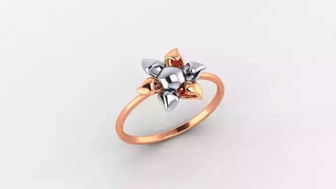 Blooming Flower Ultra light wt minimalist Plain Gold Ring 3D print model