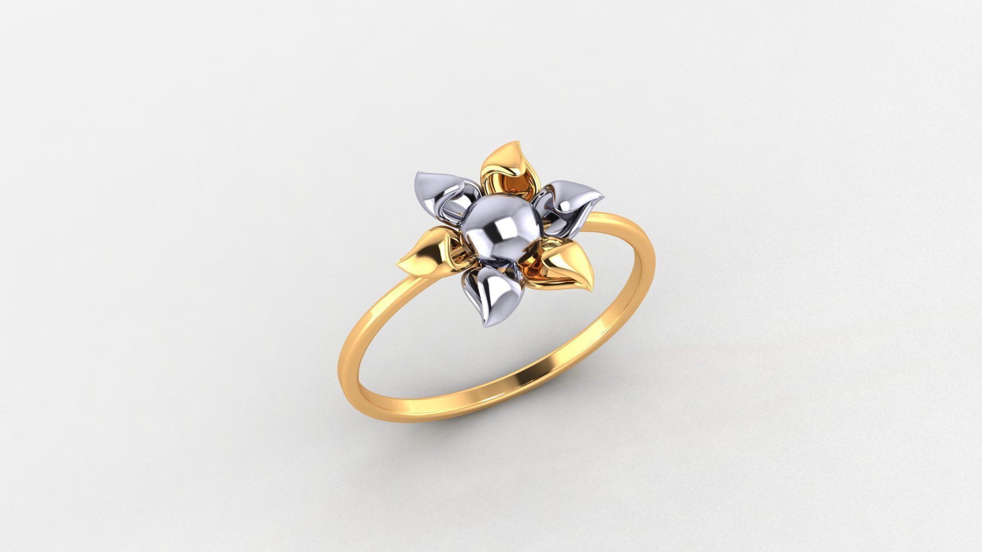 Blooming Flower Ultra light wt minimalist Plain Gold Ring 3D print model_1