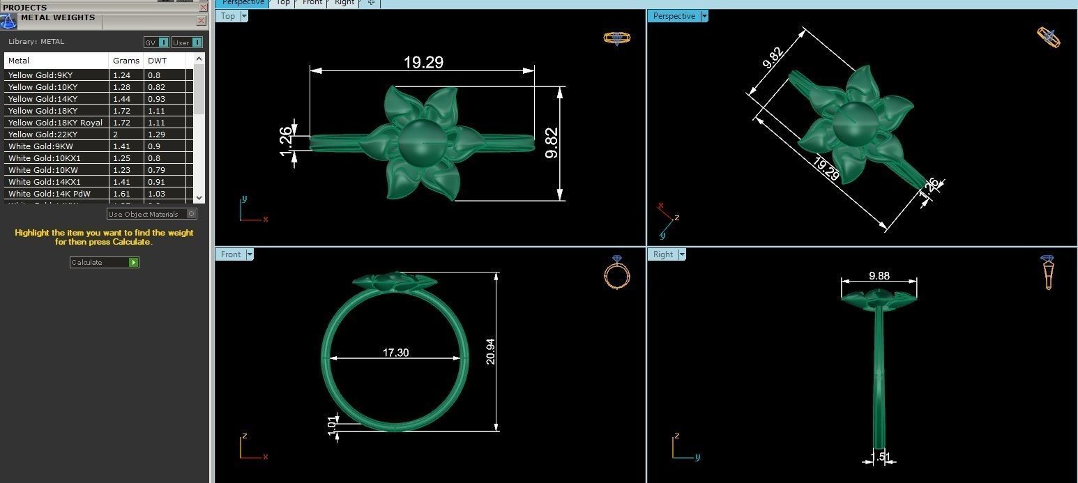 Blooming Flower Ultra light wt minimalist Plain Gold Ring 3D print model_3