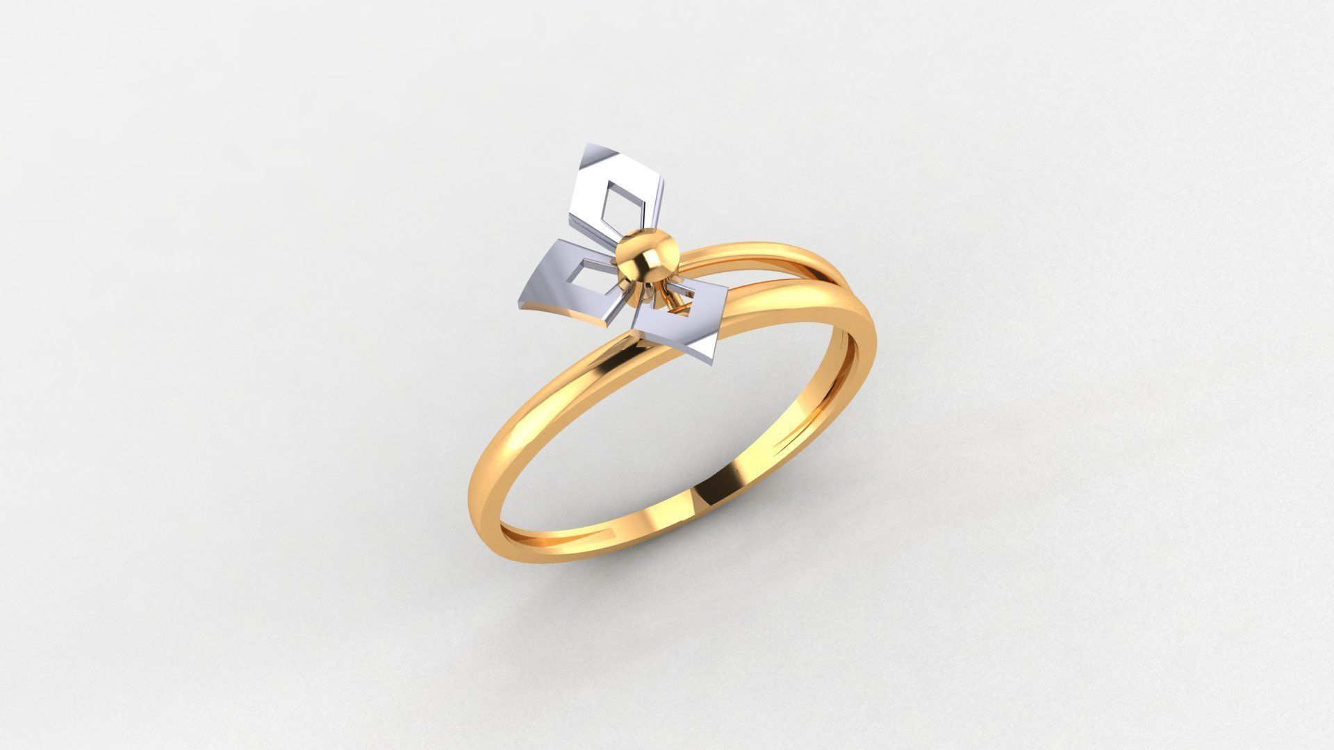 Blooming Flower Ultra light wt minimalist Plain Gold Ring 3D print model_1
