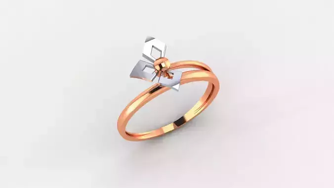 Blooming Flower Ultra light wt minimalist Plain Gold Ring 3D print model
