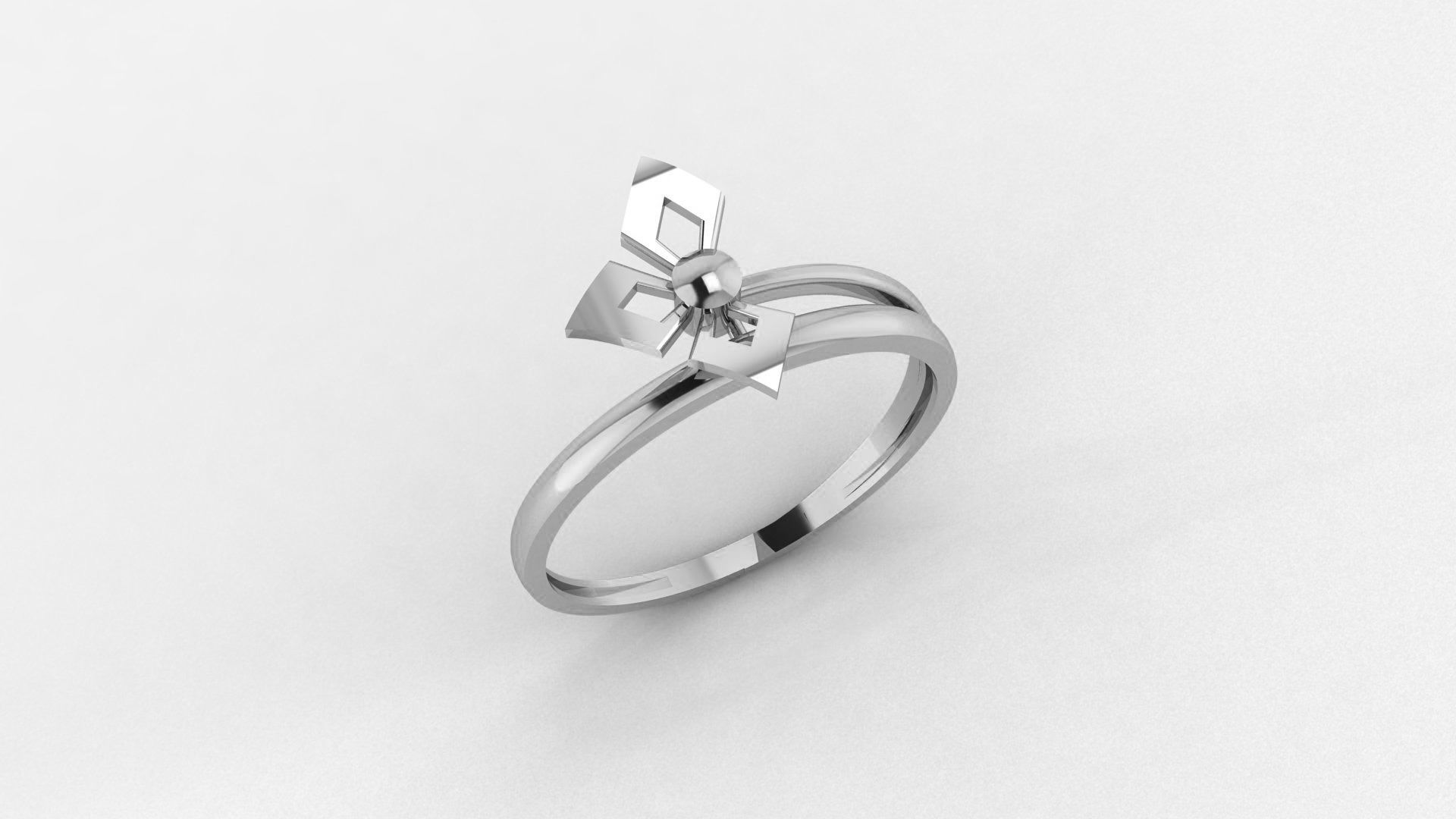 Blooming Flower Ultra light wt minimalist Plain Gold Ring 3D print model_2