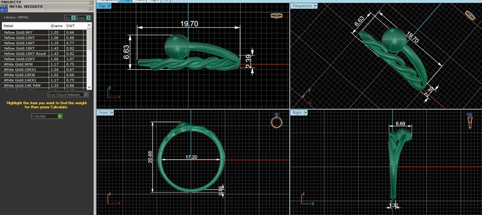 Wire Ball Ultra light wt minimalist Plain Gold Ring 3dm stl 3D print model_3
