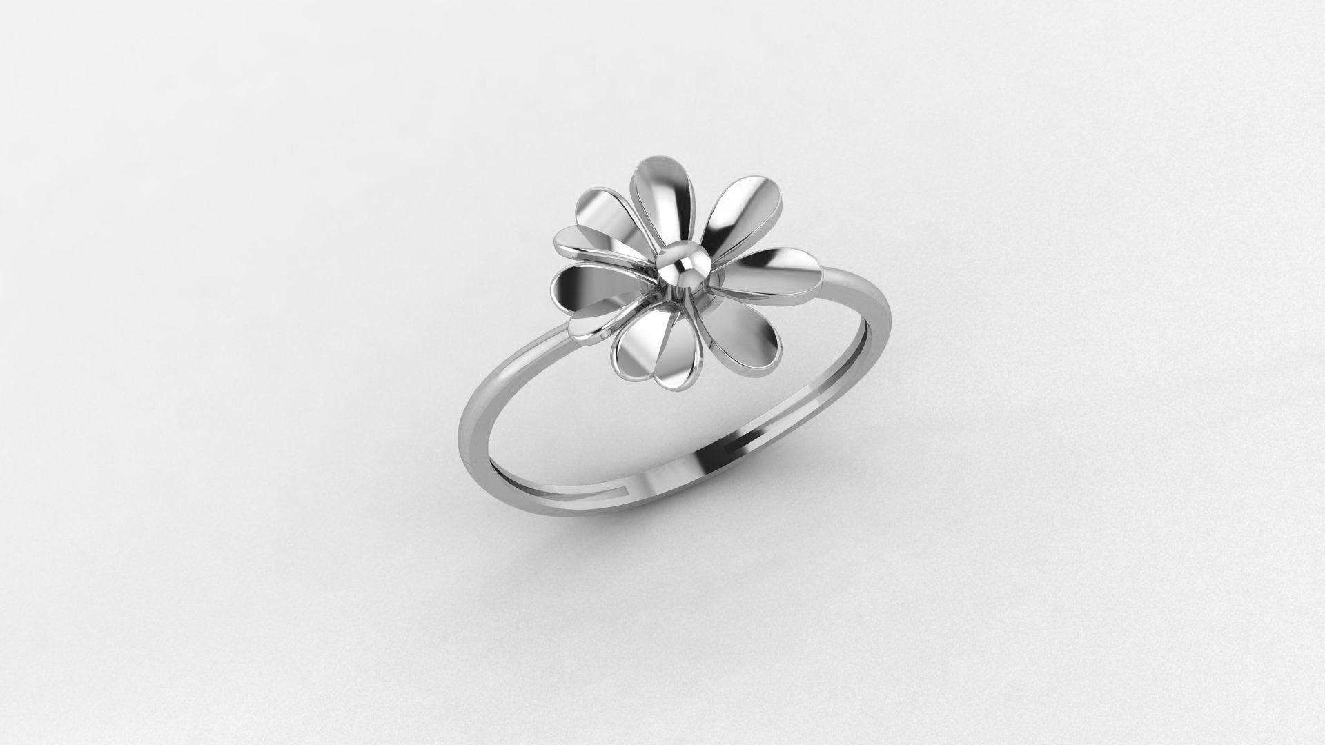 Blooming Flower Ultra light wt minimalist Plain Gold Ring 3D print model_2