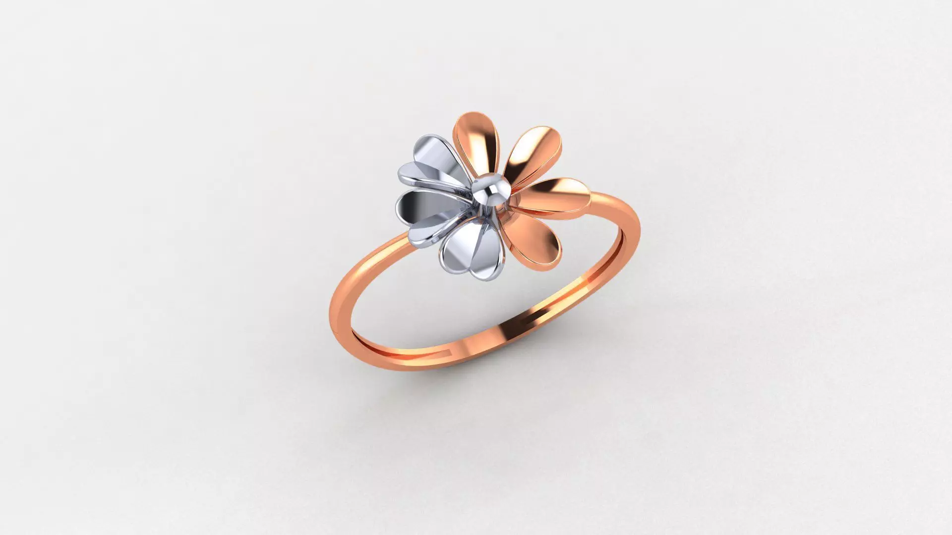 Blooming Flower Ultra light wt minimalist Plain Gold Ring 3D print model_0
