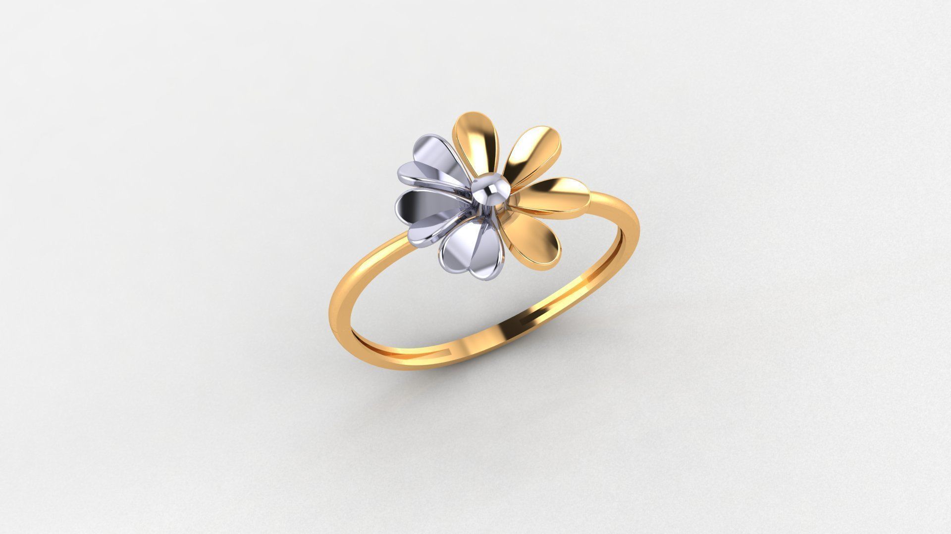 Blooming Flower Ultra light wt minimalist Plain Gold Ring 3D print model_1